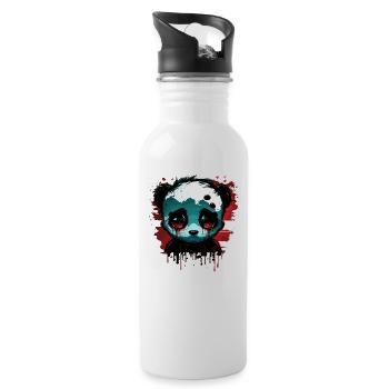 Sad Cute Panda - Water bottle with straw - white - Right