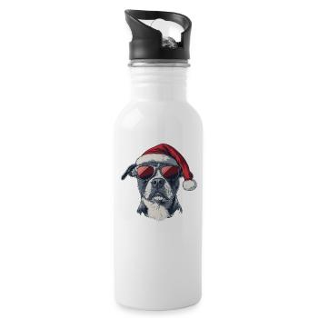 American Staffordshire Terrier xmas - Water bottle with straw - white - Right