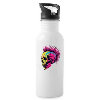 Horreur Punk Zombie Mohawk - Gourde avec paille intégrée - blanc - Droite