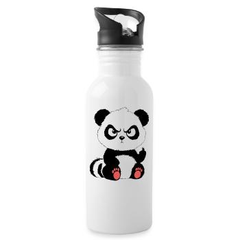 Böser Panda - Trinkflasche mit integriertem Trinkhalm - Weiß - Rechts