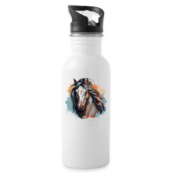 Love of horses - Water bottle with straw - white - Right