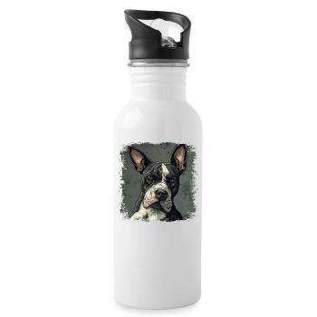 Bull terrier - Gourde avec paille intégrée - blanc - Droite