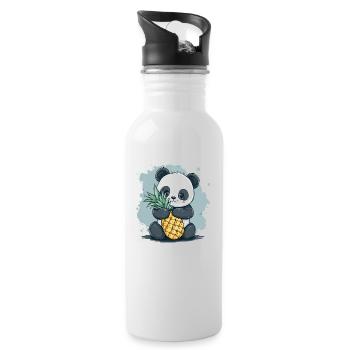 Panda et ananas - Gourde avec paille intégrée - blanc - Droite