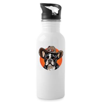 French Bulldog 51 - Water bottle with straw - white - Right