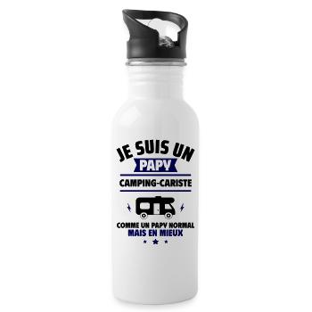 Papy camping-cariste plus cool, fête des papys - Gourde avec paille intégrée - blanc - Droite
