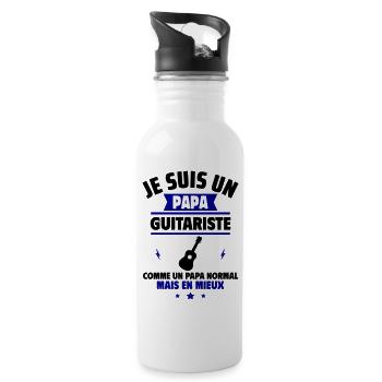 Papa guitariste fête des pères idée cadeau noël - Gourde avec paille intégrée - blanc - Droite
