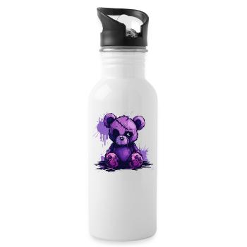 Ours en peluche effrayant mignon - Gourde avec paille intégrée - blanc - Droite