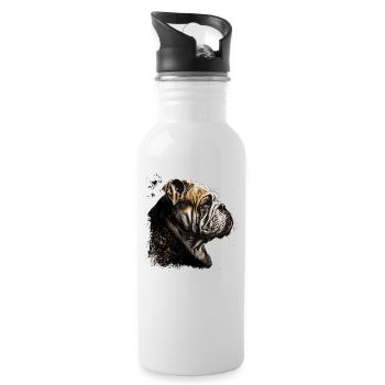 English Bulldog Art - Water bottle with straw - white - Right