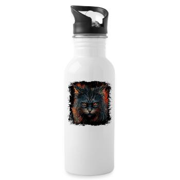 Cat is in a bad mood - Water bottle with straw - white - Right