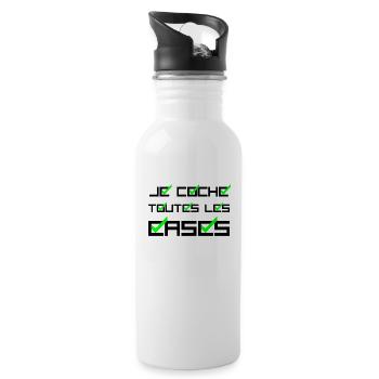 JE COCHE TOUTES LES CASES ! (amour,succès) noir - Gourde avec paille intégrée - blanc - Droite
