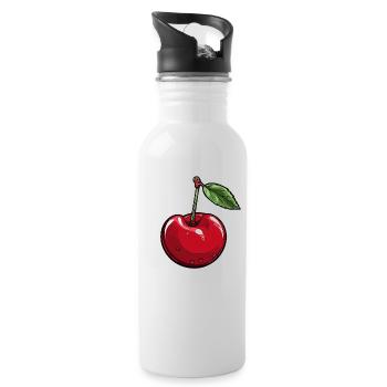 Red Cherry Cherry - Water bottle with straw - white - Right