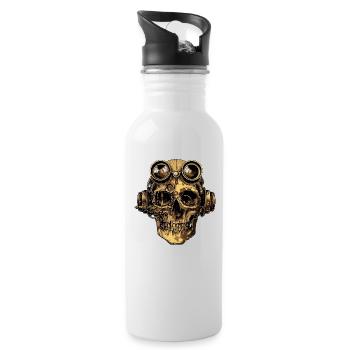 Crâne de zombie steampunk - Gourde avec paille intégrée - blanc - Droite