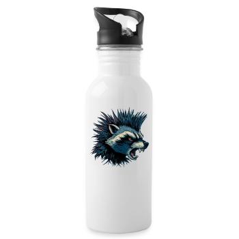 Angry Raccoon Punk - Water bottle with straw - white - Right