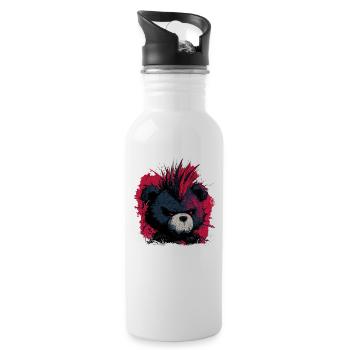 Ours en peluche punk mignon - Gourde avec paille intégrée - blanc - Droite