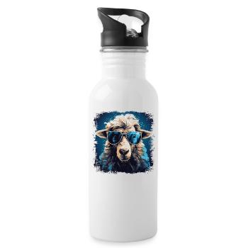 Cooles Schaf mit Sonnenbrille - Trinkflasche mit integriertem Trinkhalm - Weiß - Rechts