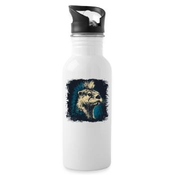 Fischotter Punkrock - Trinkflasche mit integriertem Trinkhalm - Weiß - Rechts