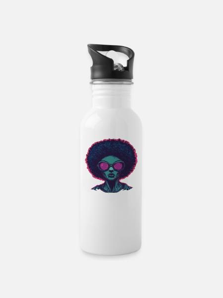 Disco - Water bottle with straw - white