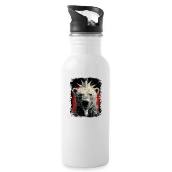 Funny polar bear - Water bottle with straw - white - Right