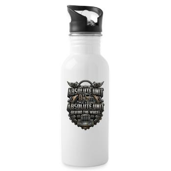 Absolute Unit Behind The Wheel - Water bottle with straw - white - Right
