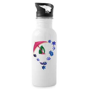 Glittering umbrella and flower ring - Water bottle with straw - white - Right