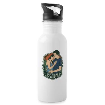Couple en mouvement - Vie rétro ensemble - Gourde avec paille intégrée - blanc - Droite