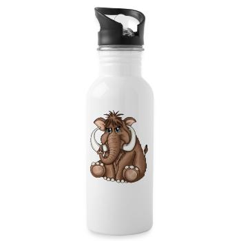 Cute fluffy mammoth stone age - Water bottle with straw - white - Right