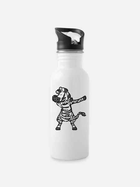 Retro Vintage Grunge Style Dabbing Dab Zebra - Trinkflasche mit integriertem Trinkhalm - Weiß