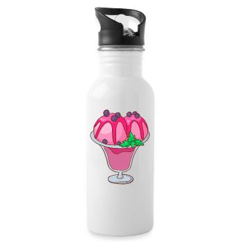 Eisbecher - Trinkflasche mit integriertem Trinkhalm - Weiß - Rechts