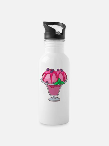 Eisbecher - Trinkflasche mit integriertem Trinkhalm - Weiß