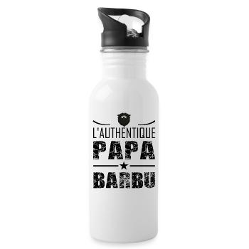 L'authentique papa barbu t-shirt cadeau homme - Gourde avec paille intégrée - blanc - Droite