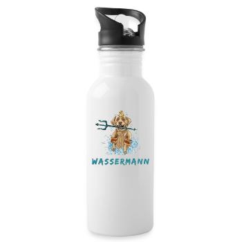 wassermann - Trinkflasche mit integriertem Trinkhalm - Weiß - Rechts