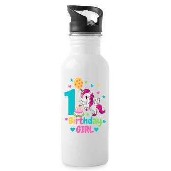 1st birthday. first birthday - Water bottle with straw - white - Right