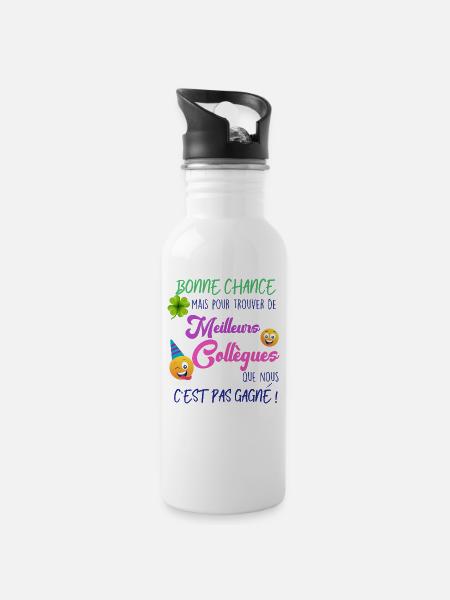 Collègue Meilleurs collègues - Gourde avec paille intégrée - blanc