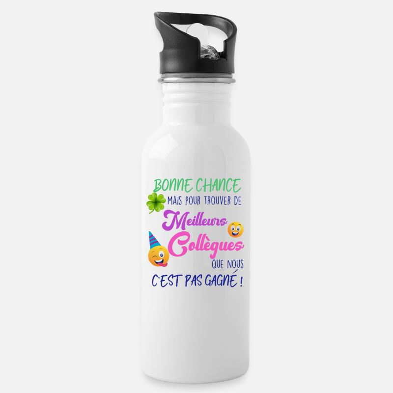 Collègue Meilleurs collègues - Gourde avec paille intégrée - blanc