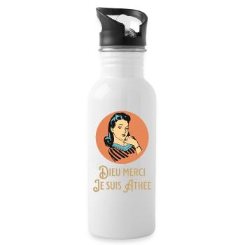Dieu Merci - Je suis Athée - Gourde avec paille intégrée - blanc - Droite