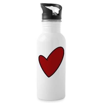 Herz Liebe Love Frieden Hochzeit Freunde Geschenk - Trinkflasche mit integriertem Trinkhalm - Weiß - Rechts