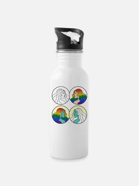 She - Water bottle with straw - white