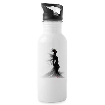 Black Horror Djinn with red eyes - Water bottle with straw - white - Right