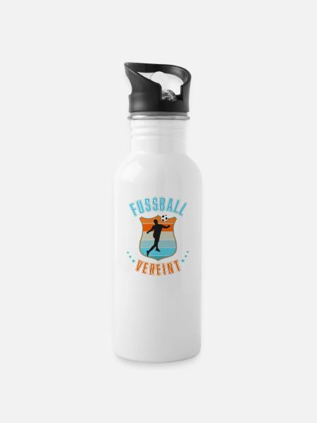 Soccer - Water bottle with straw - white