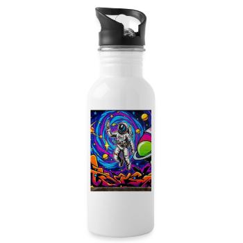 Astronaut in the graffiti universe - Water bottle with straw - white - Right