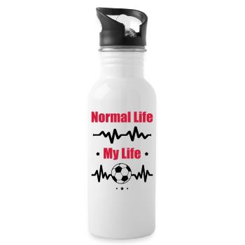 My Normal Life Football, Soccer, Fußball - Water bottle with straw - white - Right