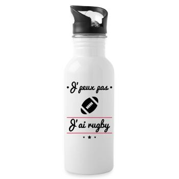 J'peux pas j'ai rugby - Gourde avec paille intégrée - blanc - Droite