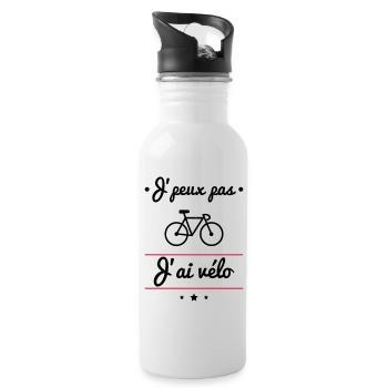 J'peux pas j'ai vélo, cycliste, cyclisme - Gourde avec paille intégrée - blanc - Droite