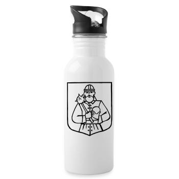 Wappen "Heldsdorf" in Siebenbürgen s/w - Trinkflasche mit integriertem Trinkhalm - Weiß - Rechts