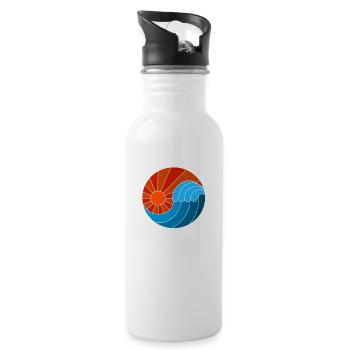 Surfen Welle - Trinkflasche mit integriertem Trinkhalm - Weiß - Rechts