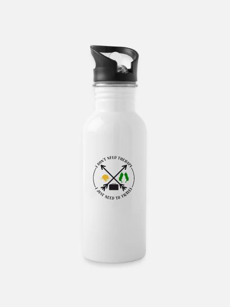 to travel - Water bottle with straw - white
