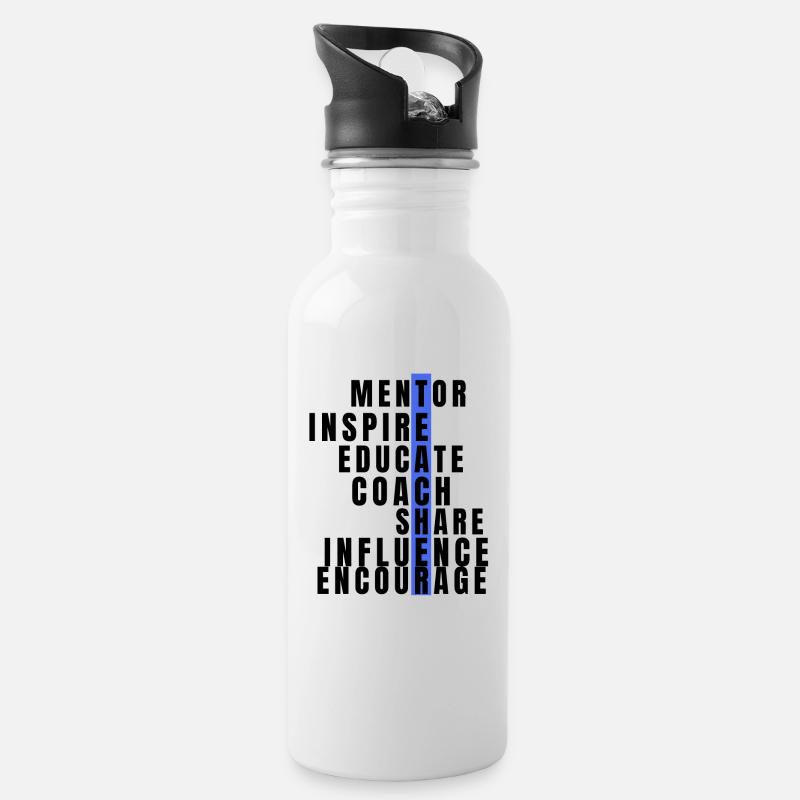 Lehrer - Trinkflasche mit integriertem Trinkhalm - Weiß