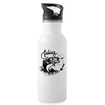 Angler fishing fish - Water bottle with straw - white - Right
