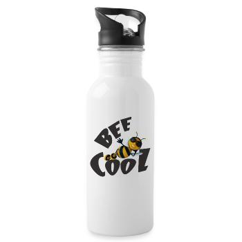 Bee cool Bienen Imker Geschenk - Trinkflasche mit integriertem Trinkhalm - Weiß - Rechts