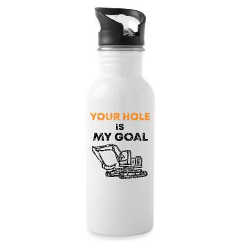 Excavator driver Excavator saying - Water bottle with straw - white - Right